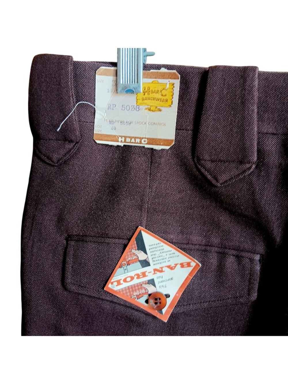 NOS H Bar C Ranchwear Mens Vintage Brown Wool Western Dress Pants Size 38